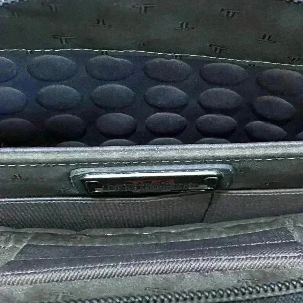 Tumi canvas and leather trim briefcase travel career commuter bag